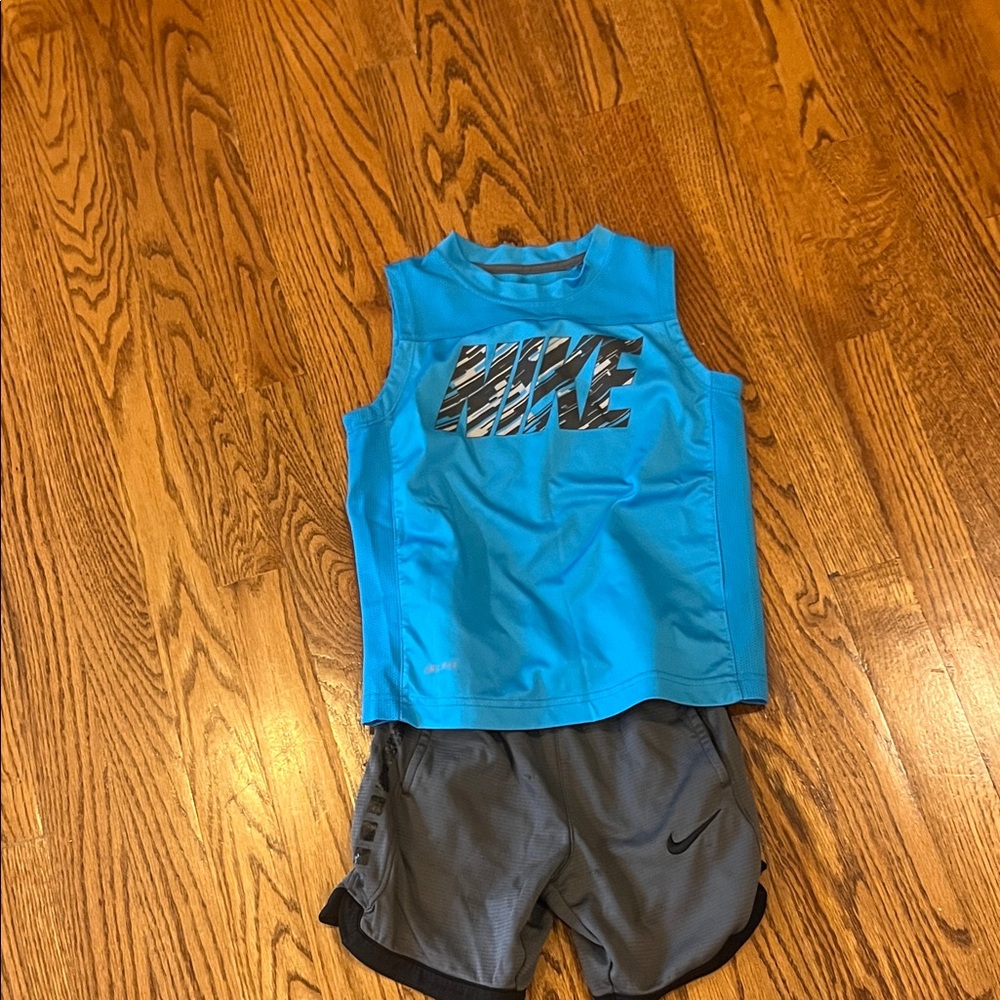 Nike Blue Sleeveless Athletic Tank with Gray Performance Shorts